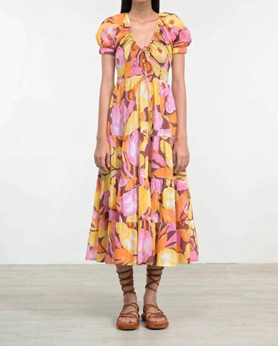 Banjanan Norma Maxi Dress In Euphoric Bloom Paprika In Multi
