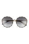 Kate Spade Cannes 57mm Gradient Round Sunglasses In Black / Grey Shaded