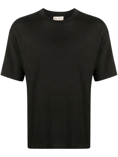 Ma'ry'ya Short-sleeve Linen-blend T-shirt In Black