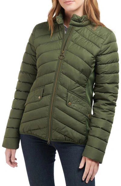 Barbour Cavalry Stretch Quilted Jacket In Olive/ Olive Marl