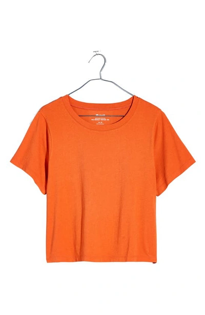 Madewell Lakeshore Softfade Cotton Crop Tee In Copperwashed Orange