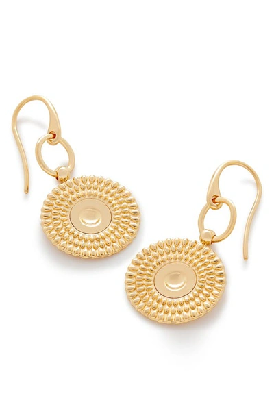 Monica Vinader Juno Disc Drop Earrings In 18ct Gold Vermeil/ Ss