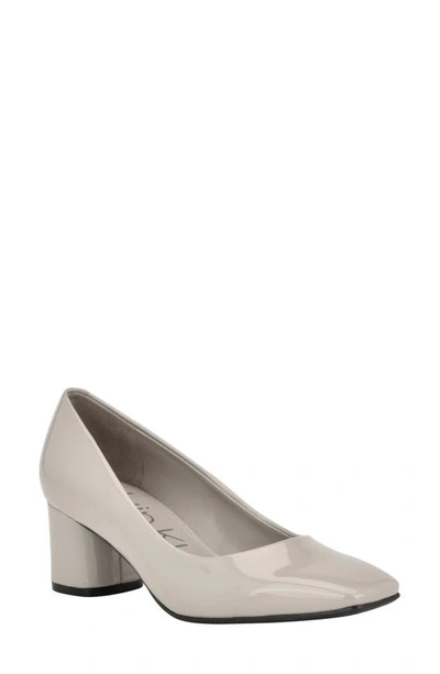 Calvin Klein Alanta Square Toe Pump In Light Gray Patent