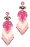 Deepa Gurnani Ishana Bead Chandelier Earrings In Hot Pink