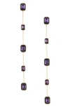 Ettika Baguette Crystal Linear Drop Earrings In Amethyst