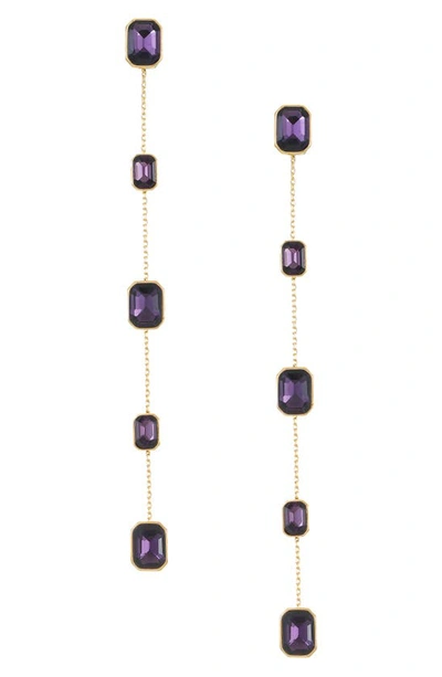 Ettika Baguette Crystal Linear Drop Earrings In Amethyst