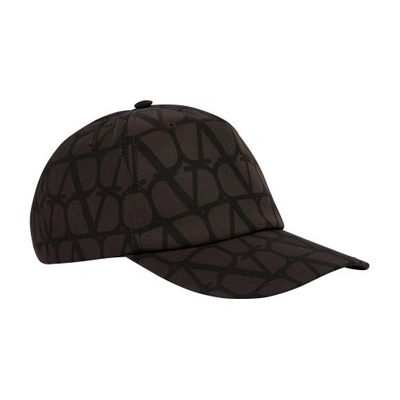 Valentino Garavani Iconographic Canvas Cap In Ebano_nero