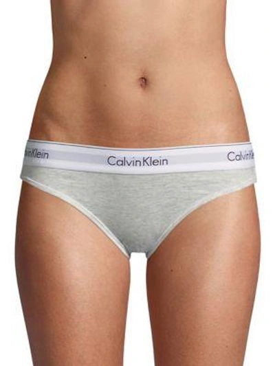 Calvin Klein Modern Cotton Logo Bikini In Heather