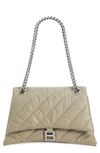 Balenciaga Crush Medium Quilted Chain Shoulder Bag In Taupe