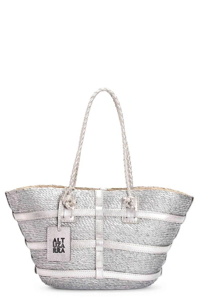 Altuzarra Small Watermill Woven Palm Tote In Silver