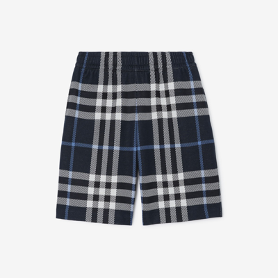 Burberry Check Cotton Jacquard Shorts In Blue