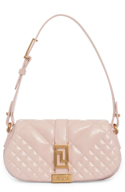 Versace Greca Goddess Mini Quilted Crossbody Bag In Powder Blush/  Gold