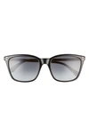 Kate Spade Saturday 55mm Square Sunglasses In Black / Grey Shaded