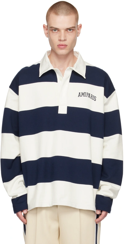 Ami Alexandre Mattiussi Rugby Striped Polo Shirt Ami Paris Blue For Men |  ModeSens