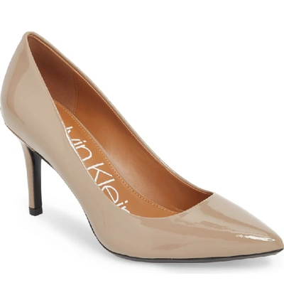 Calvin Klein 'gayle' Pointy Toe Pump In Tobacco Leather