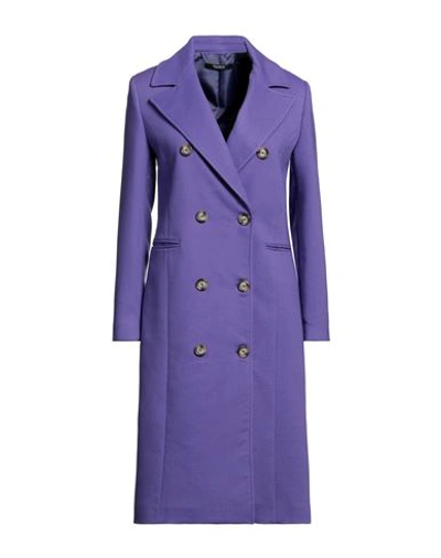 Siste's Woman Coat Purple Size 10 Polyester, Viscose, Elastane