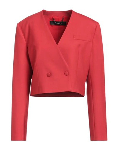 Federica Tosi Woman Blazer Tomato Red Size 2 Polyester, Virgin Wool, Elastane