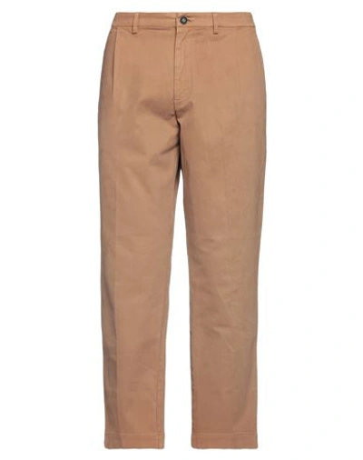 Pence Man Pants Camel Size 34 Cotton, Elastane In Beige