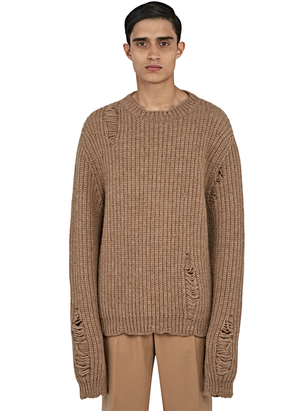 Jw Anderson Men's Thick Laddered Knit Sweater In Brown | ModeSens
