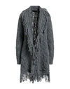 Angela Mele Milano Woman Cardigan Lead Size Onesize Acrylic, Viscose, Wool, Alpaca Wool In Grey