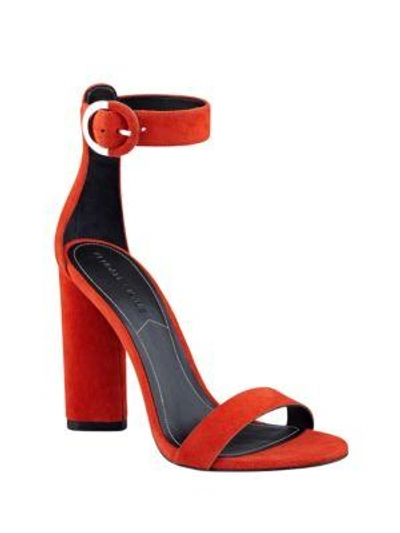 Kendall + Kylie Giselle High-heel Suede Ankle Strap Sandals In Orange
