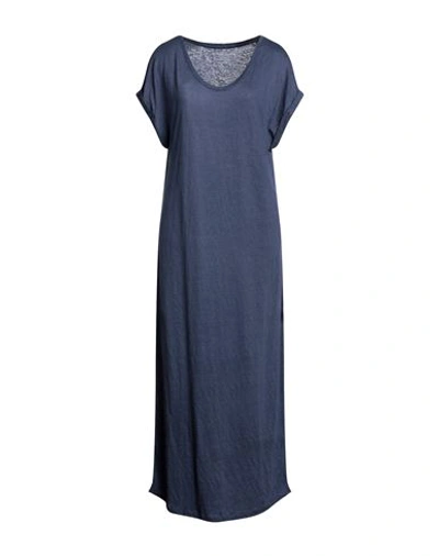 Majestic Filatures Woman Maxi Dress Slate Blue Size 1 Linen, Elastane In Navy Blue