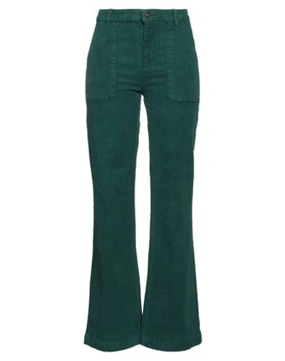 Ottod'ame Woman Pants Emerald Green Size 32 Cotton, Elastane