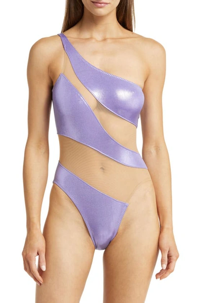 Norma Kamali Women's Snaked Mesh & Lamé One-piece Swimsuit In Lilac