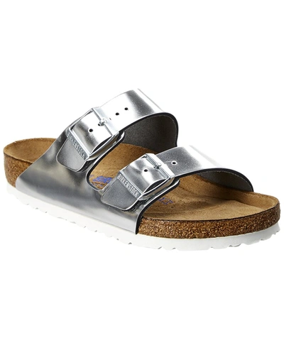 Birkenstock Women's Arizona Soft Footbed Leather Sandal In Silver