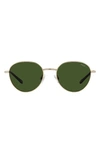 Polo Ralph Lauren 51mm Round Sunglasses In Pale Gold Dark Green