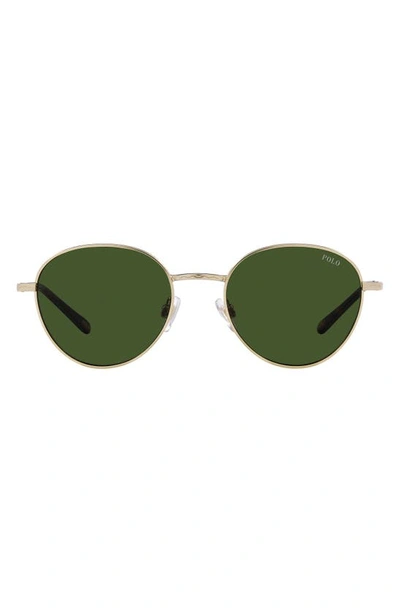 Polo Ralph Lauren 51mm Round Sunglasses In Pale Gold Dark Green