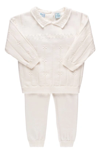 Feltman Brothers Babies'  Pompom Pointelle Stitch Sweater & Pants Set In Ivory