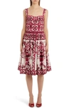 Dolce & Gabbana Majolica Cotton Poplin Bustier Dress In Ha3tn Tris Maioliche F.bco