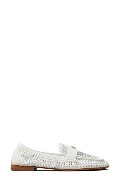 Tory Burch Women's Woven Leather Ballet Loafers In Silver