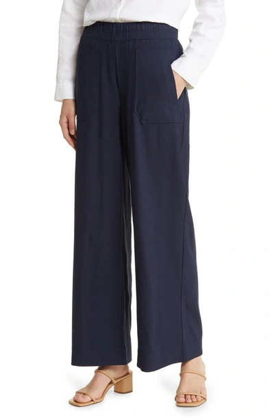 Wit & Wisdom High Waist Patch Pocket Wide Leg Pants In Navy