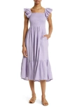 Mille Olympia Smocked Midi Dress In Taffy Double Gauze