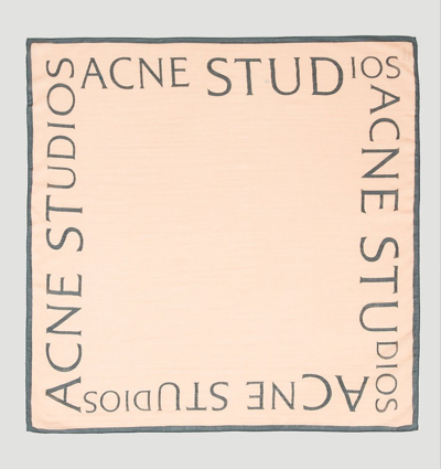 Acne Studios Logo Wool Square Scarf Male Pink