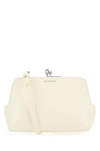 Jil Sander Goji Micro Clutch Bag Female Cream In White