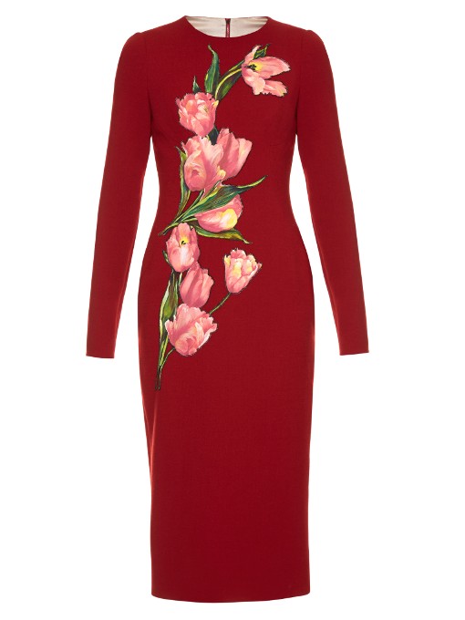 Dolce & Gabbana Tulip-appliqué Crepe Dress | ModeSens