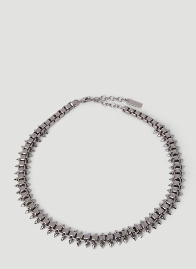 Saint Laurent Squares And Spikes Necklace Female Silver