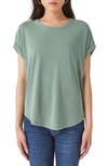 Lucky Brand Womens Crewneck Cuff Sleeve Pullover Top In Loden Green