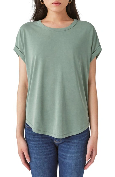 Lucky Brand Womens Crewneck Cuff Sleeve Pullover Top In Loden Green