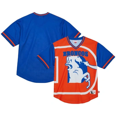 Mitchell & Ness Men's  Royal Denver Broncos Jumbotron 3.0 Mesh V-neck T-shirt