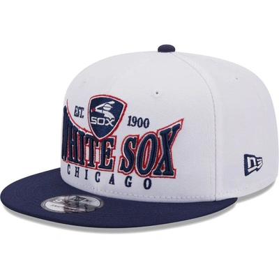 New Era Men's  White, Navy Chicago White Sox Crest 9fifty Snapback Hat In White,navy