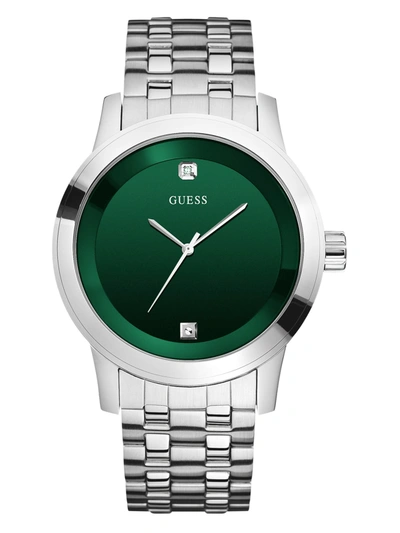 Guess Factory Silver-tone And Green Analog Watch