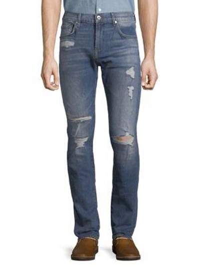 7 For All Mankind Paxtyn Distressed Jeans In Indigo