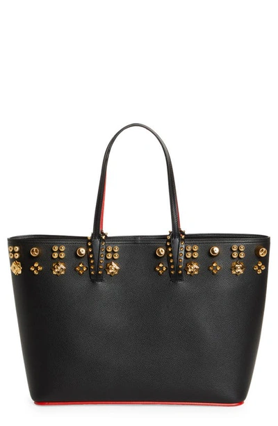 Christian Louboutin Cabata Couronnes Seville Calfskin Leather Tote In Cm6s Black/ Gold