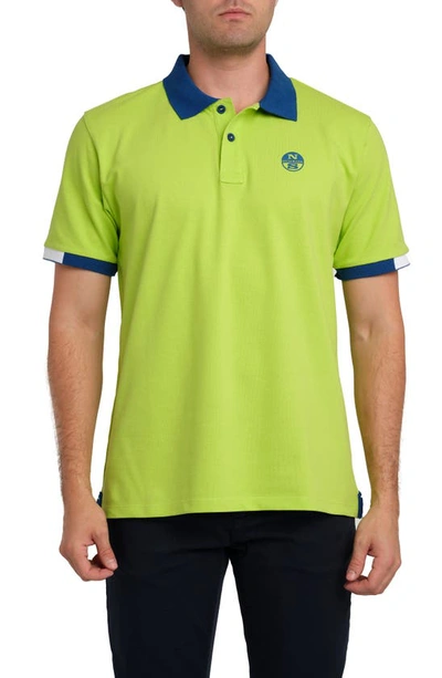 North Sails Colorblock Polo In Lime