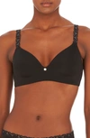 Natori Pure Luxe Lace-trim Wireless Contour Bra In Black Combo