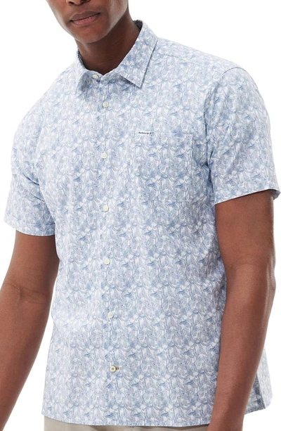 Barbour Lowick Short Sleeve Button Front Printed Shirt In Whisper White